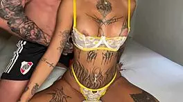 inked brunette latina enjoys big cock deepthroat rough face fucking choking gagging cum in mouth orgasm 😈