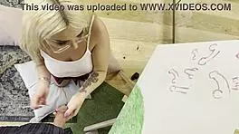 feeling so excited, this petite college student teases a big dick with slow, edging handjob