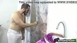 bathroom scene with young latina