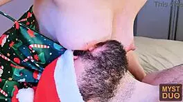Myst Duo Enjoys Passionate Christmas Nipple Orgasm With Moaning