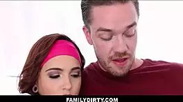 Petite Teen Enjoys Movie Night With Family