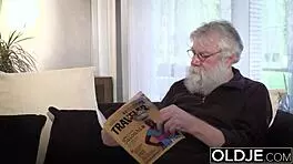 Grandpa fucks a young tight pussy and she rides his old man cock