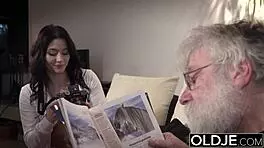 Grandpa fucks a young tight pussy and she rides his old man cock