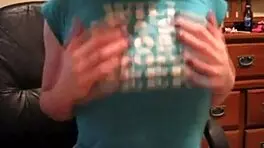 tiny red slut licks natural small tits in close-up cam solo to orgasm