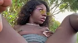 Lola Black XXX Playing With Her Pussy Outside!