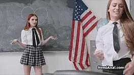 Hey, Check Out This Anal Threesome With Perky Coeds In Class