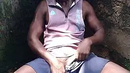 Sexy performance showing hard cum in the forest