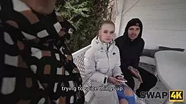 the young couple seduced a girl and nailed her in a threesome while her boyfriend watched