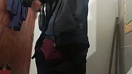 a comfy cock-play in the bathroom