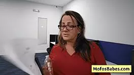 Busty brunette office slut gets nasty facial at work