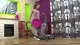 Redhead Chick Sucks Fiercely Better Than Her Vacuum Cleaner!