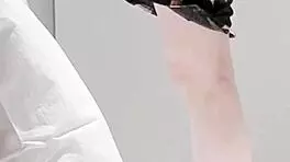 Young student in adult one piece