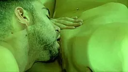 at the end of the passionate encounter he cums a lot on her flat belly and small 18+ boobs