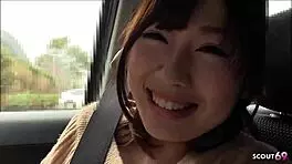 Petite Japanese Teen's First Car Blowjob