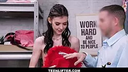 bella nova gets caught shoplifting and agrees to sex with the guard after strip search