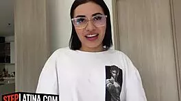 Petite latina teen 18+ slut meaty pussy slammed in close-up pov