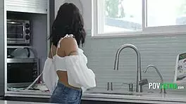 hey, while the wife's away, this latina babysitter comes to play with me