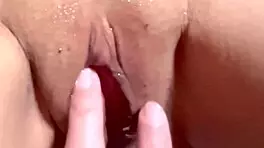 Amateur Asian wife licks wet shaved pussy close-up