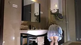 hot skinny blonde wife in short miniskirt panties 😍