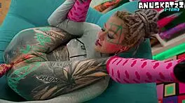 skinny tattooed sluts anal masturbation fingering toys stretch tight asshole