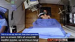 stacy shepard blonde nurse backstage in hospital treating patient in latex gloves and pigtails