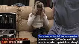 stacy shepard blonde nurse backstage in hospital treating patient in latex gloves and pigtails