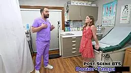 behind the scenes, petite blonde mira monroe participates in dr. tampa's orgasm research, using toys in pov