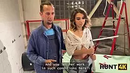 Slutty Worker Fucks Boss In Front Of BF