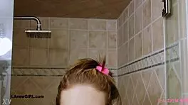 Shy Blonde Teen Takes Shower