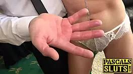 Gagged teen 18+ spanked hard and roughly fucked by dom