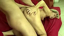 Young guy passionately fucks a 20-year-older woman with small tits and cums on her pussy