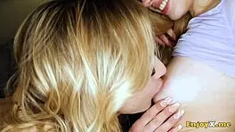 Two petite European beauties share sheer delight with vibrator reaching blissful moments