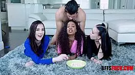 Teen Bffs Gangbang On Movie Night!