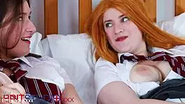 Two British Students Have A Masturbation Race In Their Uniforms