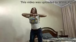 Stripping off jeans after walk!