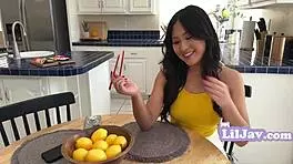 dinner at curb leads to suggestive dick slurps threesome