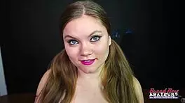 Pretty Petite Brunette Coed Sucks And Rides Big Cock