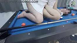 Thai girl on pool table gets hard fucking