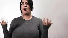 Three camera angles capture busty Sarah Arabic masturbating