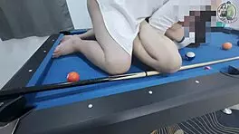 Thai girl on pool table gets hard fucking