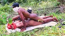 Mature african slut with big tits gets passionately stroked 😍