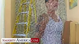 Sexy cougar Sheila boldly fucks the handyman with no shame