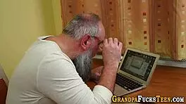 slutty teen sucks old man's dick