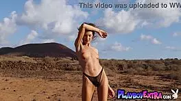 Skinny brunette russian diva taya vais posed nude in desert