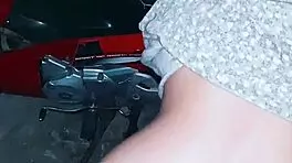 Fucking on motorcycle in alley almost caught by neighbors