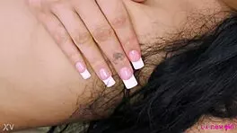 Classic brunette beauty shows her sexy body