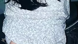 Fucking on motorcycle in alley almost caught by neighbors