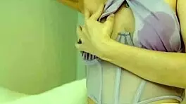 Perfect chest of cute petite teen with smooth skin, perky nipples, adorable smile, slender body, and youthful charm