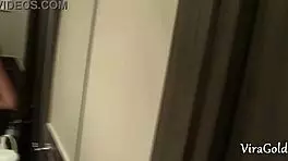 Home sex in toilet with deepthroat blowjob and creampie in wet pussy.