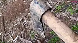 beautiful blonde loses way to halloween party in woods, enjoys woodcutter's cum facial